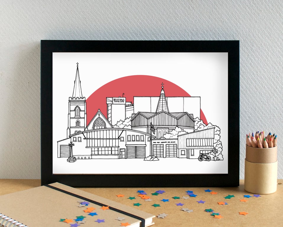 Belle Vale Liverpool Skyline Art Print