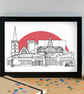 Belle Vale Liverpool Skyline Art Print - Image 1
