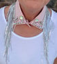 Pink Gingham Detachable Vintage Crystal  Collar - Upcycled Swarovski Neckcessory - Image 6
