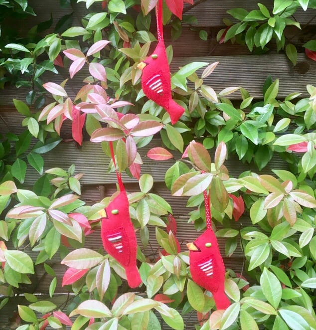  Felt red bird Christmas  decoration folksy Christmas 2026