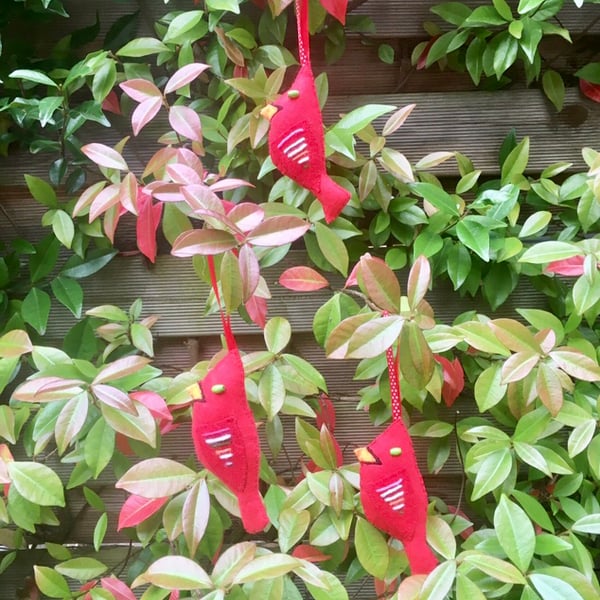  Felt red bird Christmas  decoration folksy Christmas 2026