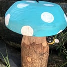 Bee on Blue Toadstool