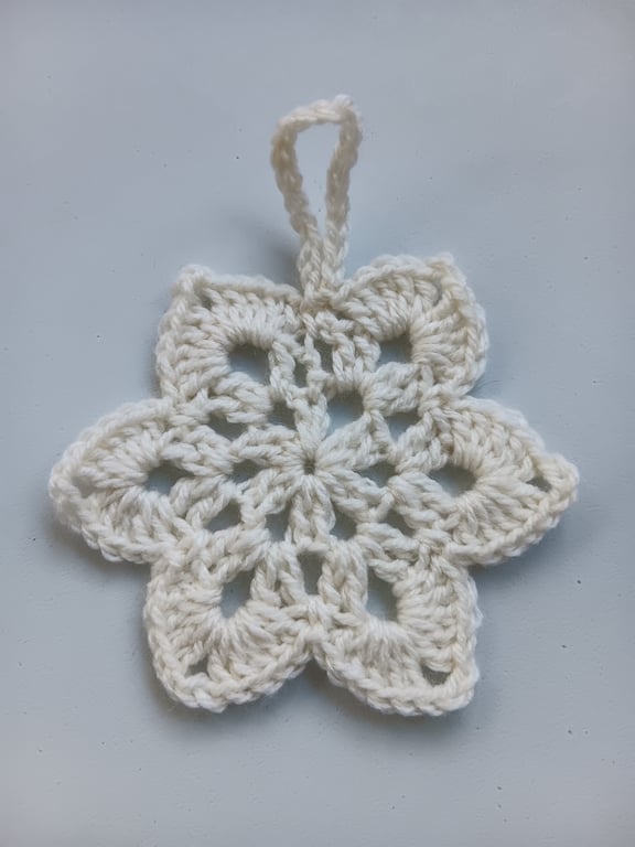 Crochet Christmas Snowflake (Vanilla) - festive decoration