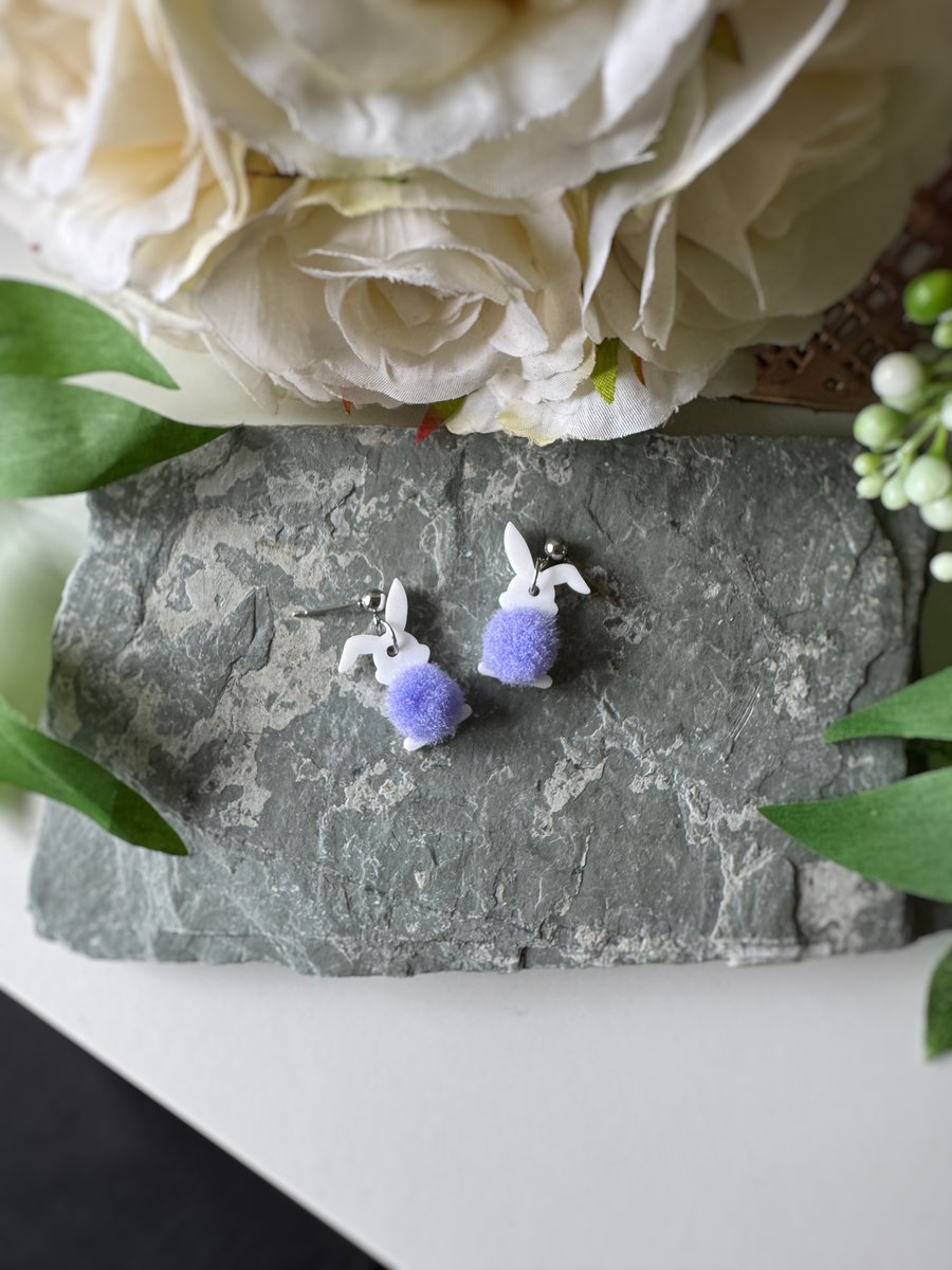 Fluffy Bum Bunny Earrings