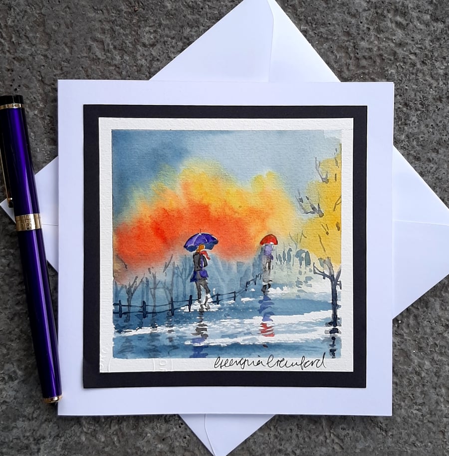 Handpainted Blank Card. Handmade. Letterbox Gift. Keepsake