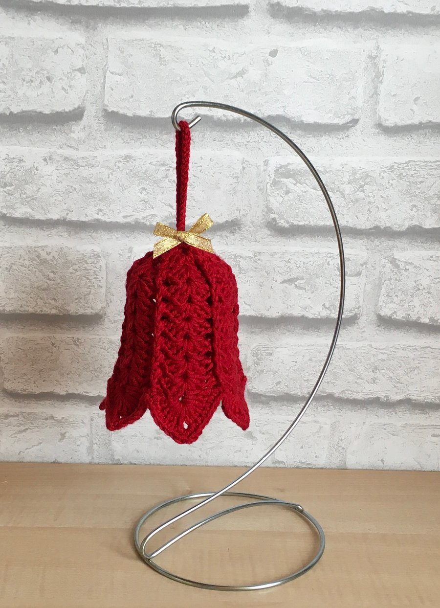 Red Crochet Christmas Bell SALE 10% OFF