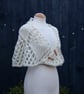 Chunky hand knit lace capelet in ivory 100% wool - design SB168 - Image 4