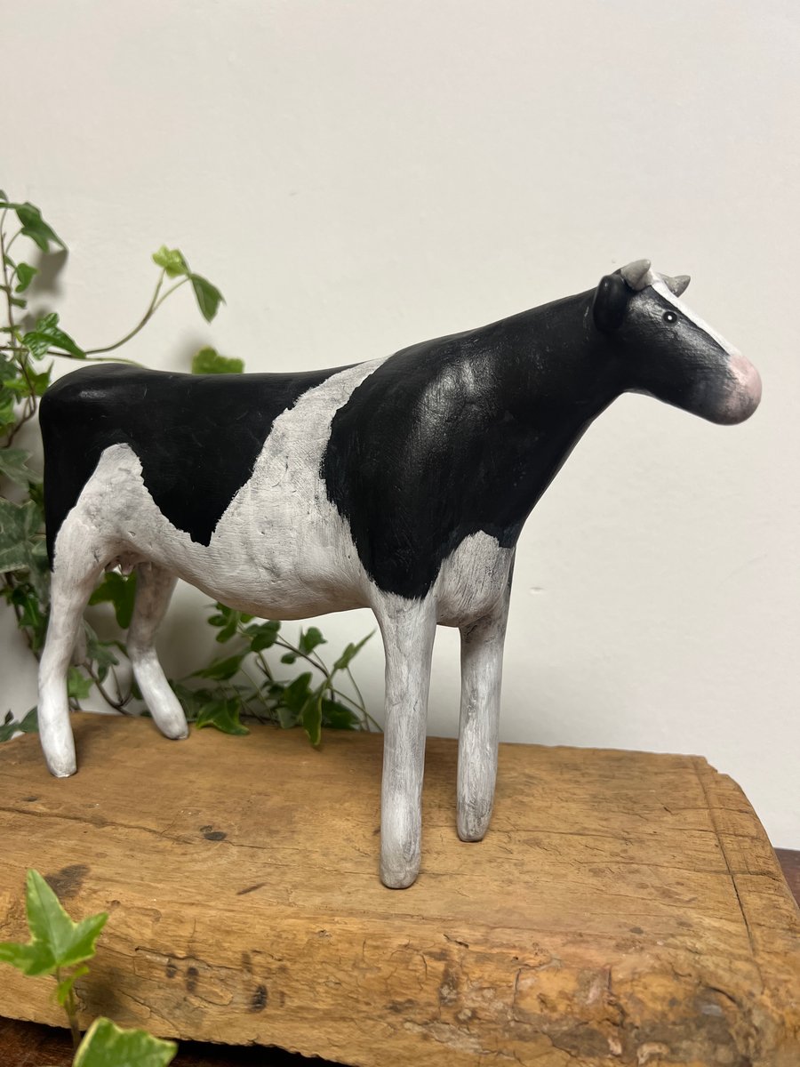 Cow Sculpture Handmade 19cm