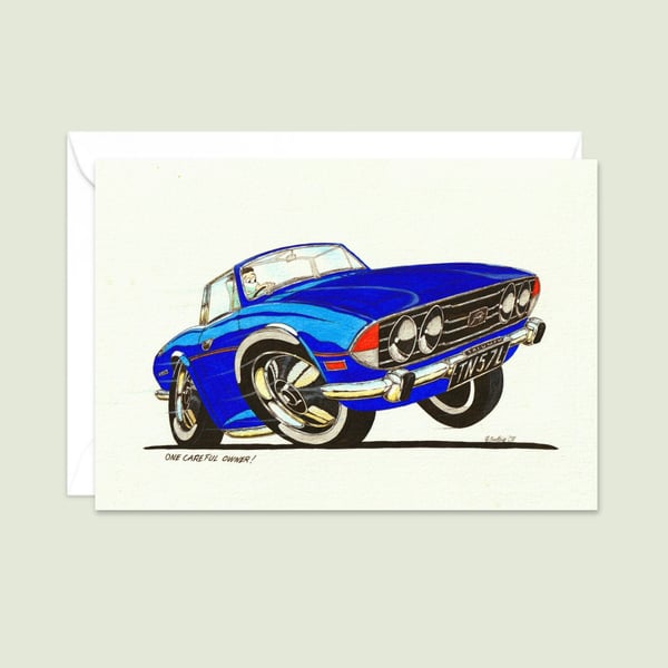 Seventies Sports Car Greeting Card: Boy Racer Illustration (315)