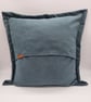 Teal envelope cushion cover, colourful circular centre.  - Image 10