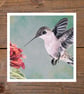 Birthday Card with Hummingbird and Red Geranium Flower Greeting Card