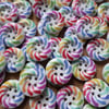 25 x 4-Hole Printed Wooden Buttons - Round - 15mm - Rainbow 