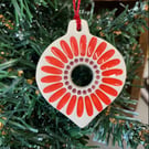 Pottery Bauble Christmas decoration red and wine