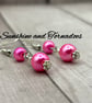 Pink Faux Pearl Drop Earrings on Hypoallergenic Ear Wires - Image 4