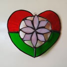 Stained Glass Heart with Flower