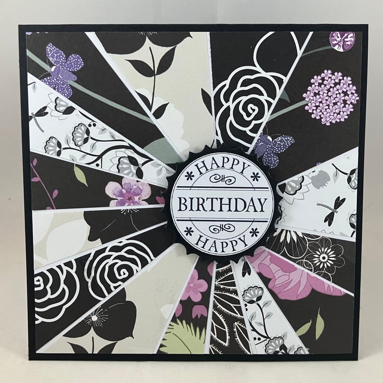 Handmade sunburst style birthday card