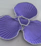 Metallic purple scallop shell trinket dish with pearl trim. - Image 3
