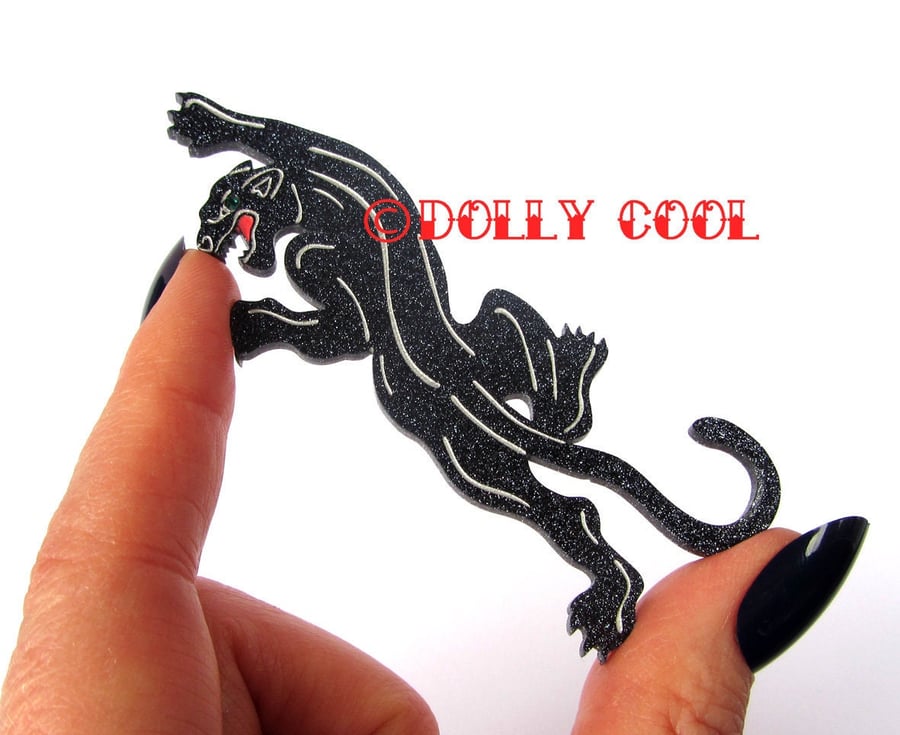 Panther Acrylic Brooch by Dolly Cool - Old School Tattoo - Vintage Style Novelty