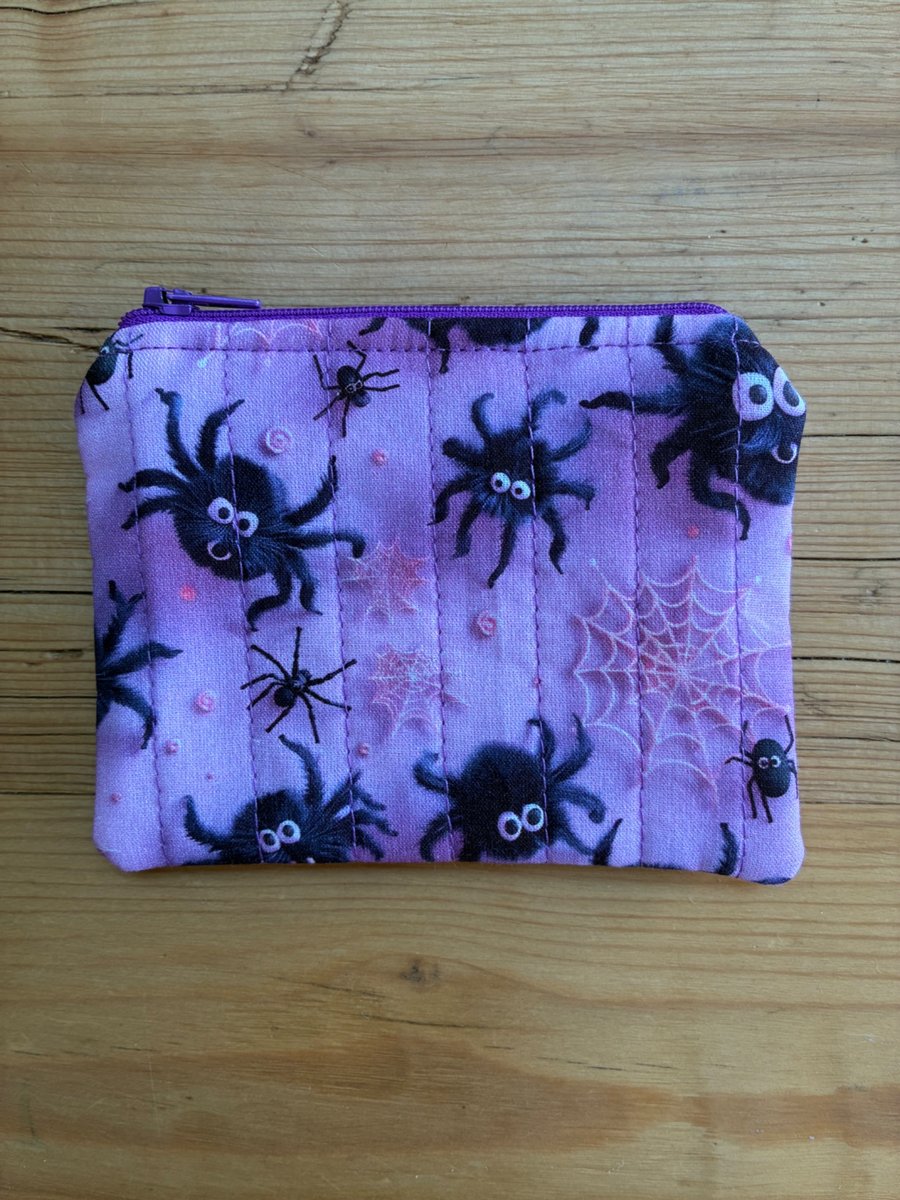 Spider Print Quilted Fabric Midi Purse