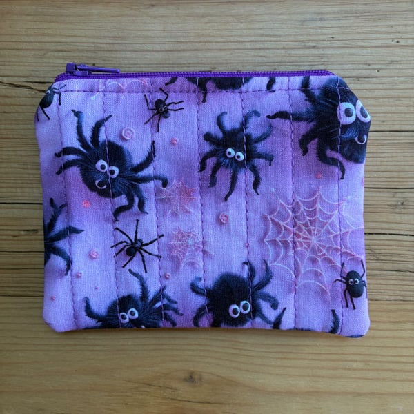 Spider Print Quilted Fabric Midi Purse