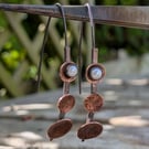 Oxidised Silver, Copper & Freshwater Pearls; Handmade Contemporary Earrings