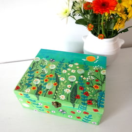 Wild Flowers Storage Box for Crafters and Gardeners, Original Meadow Painting