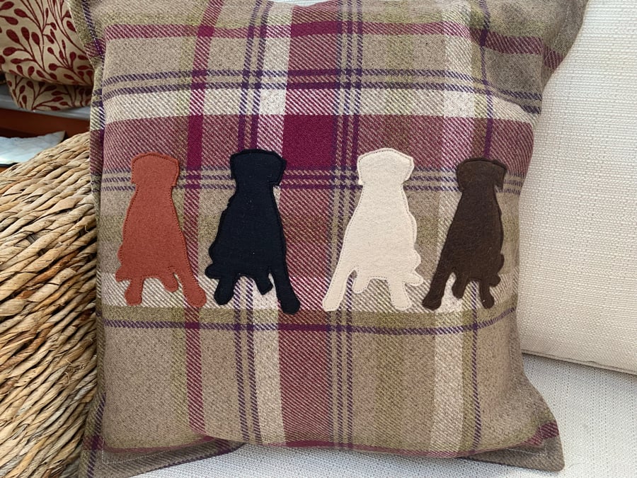 Four or Five dogs on a cushion cover. Please message which breeds. 