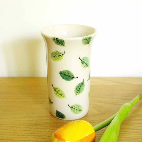 Small Vase - Green Beech Leaves, Pattern