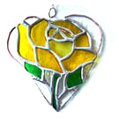 Yellow Rose Heart Suncatcher Stained Glass
