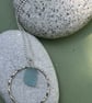 wave eternity necklace blue seaglass pendant 18" curb chain - Image 3