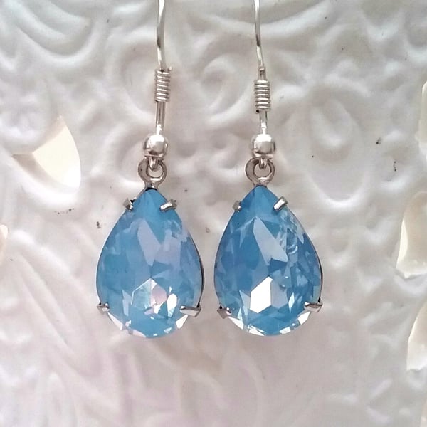 Sky Blue Vintage Glass Earrings 