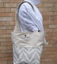 Large cream and white tote bag.  - Image 4