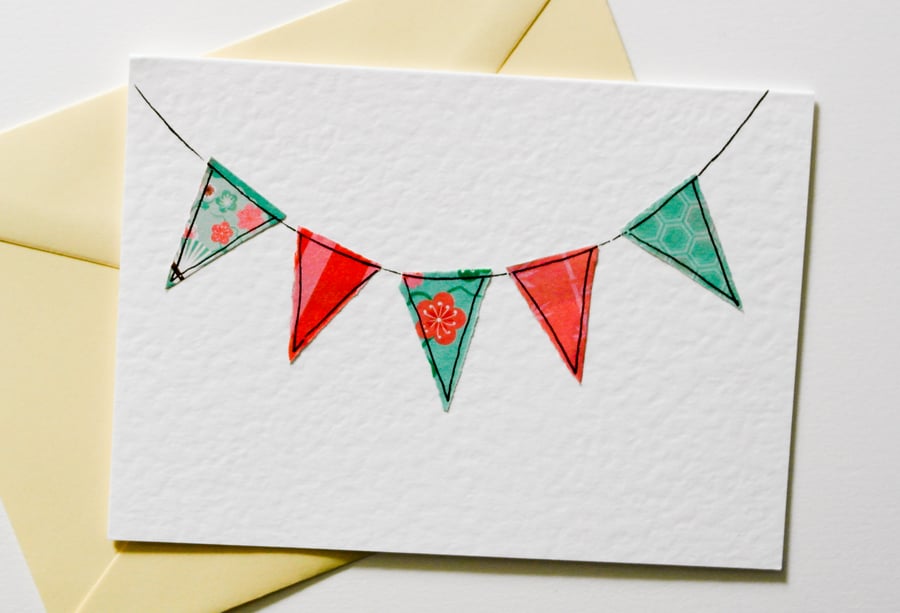 Greeting Cards - Bunting Stationery Set - Set of 6 Note cards - Thank you cards 