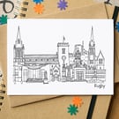 Rugby Warwickshire Skyline Greetings Card