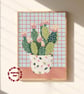 Cactus House Plant Cross Stitch Pattern (Needlepoint Compatible), Instant Downlo