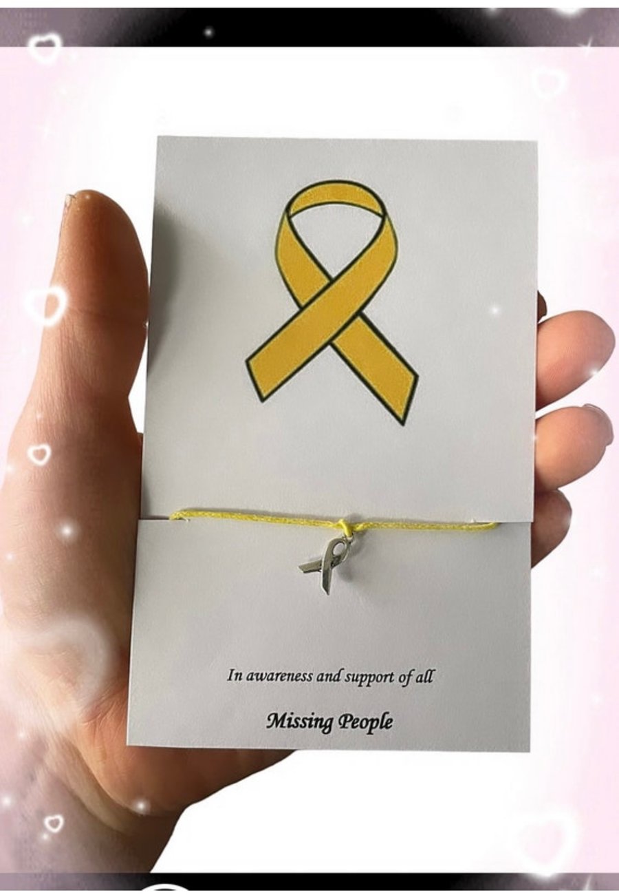 Missing people yellow ribbon charm awareness wish bracelet gift 
