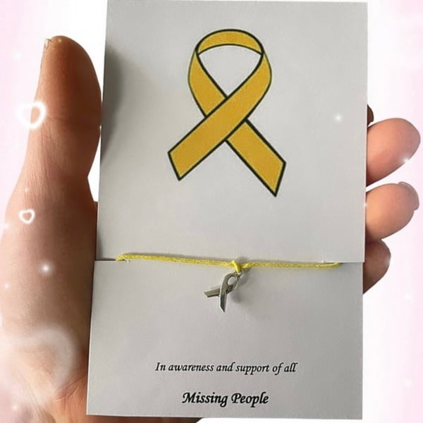 Missing people yellow ribbon charm awareness wish bracelet gift 