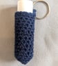 Crochet lip balm holder keychain, bag charm, handmade, keyring accessory - navy - Image 3