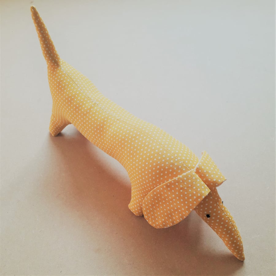 Cute Sausage Dog soft toy - gold