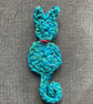 Cat pin brooch crochet design with bead collar 