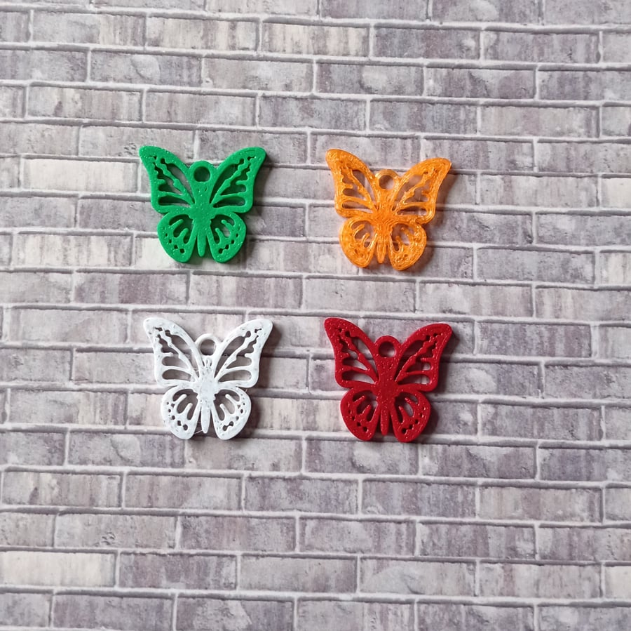 50 x Butterfly embellishment, keyring charm, 3d printed