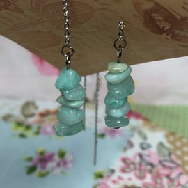 Aquamarine threader earrings