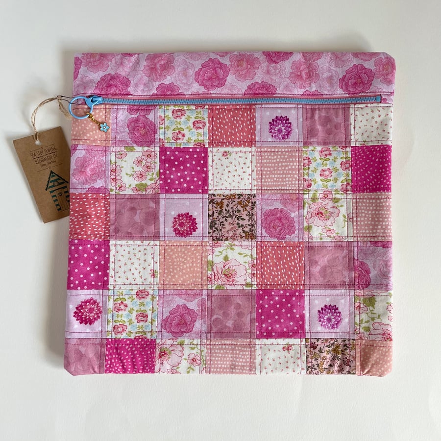 Patchwork project bag - Pink Flowers