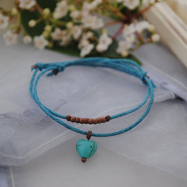 Friendship Bracelet-TWO Double turquoise set 