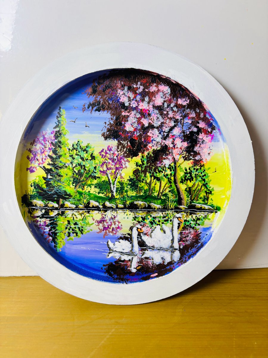 A hand painted wood board and frame by Andrew Jenkins