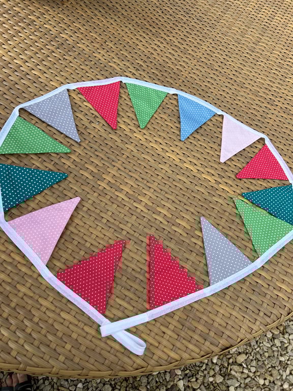 Pretty Polka Dot Small Bunting in mixed colours 14 flags 60 inch length 