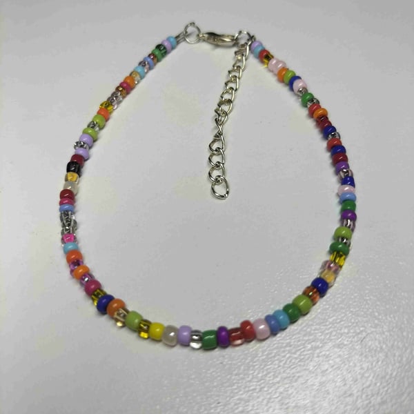 Multicoloured beaded anklet 