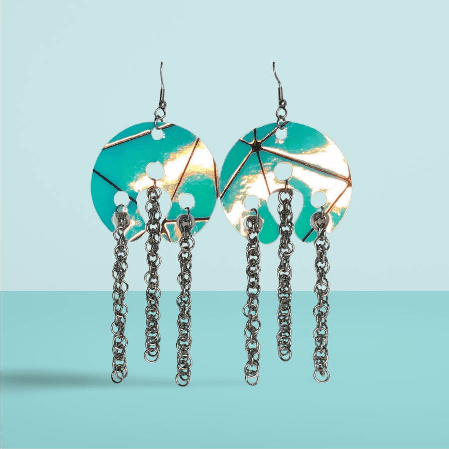 Mirrored Jellyfish Chainmaille Earrings