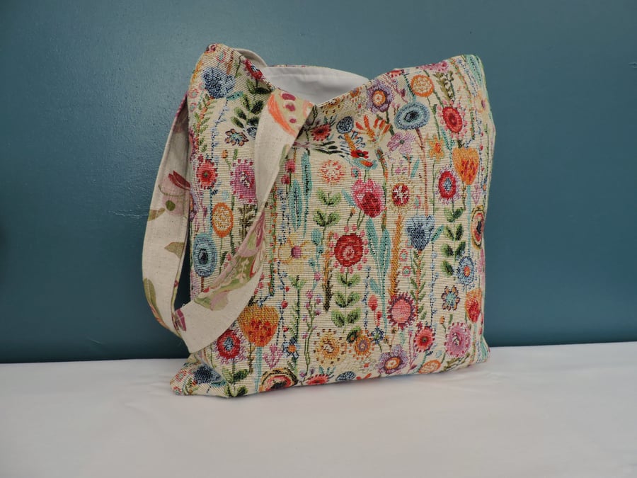 Tote Bag Book Bag Floral Tapestry