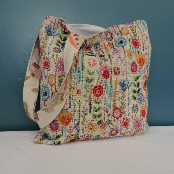 Tote Bag Book Bag Floral Tapestry